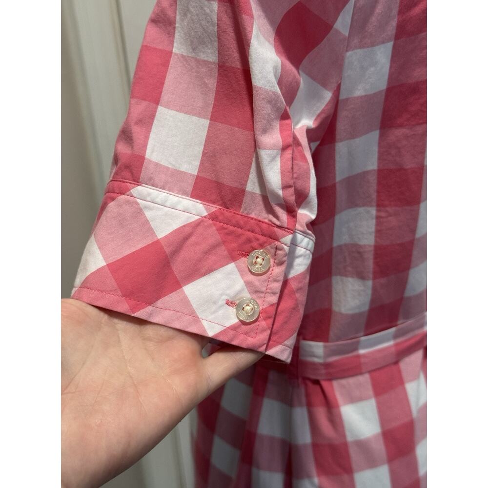 Vineyard Vines Size 8 Pink White Gingham Buffalo Check Shirt Dress Belted - Picture 6 of 10